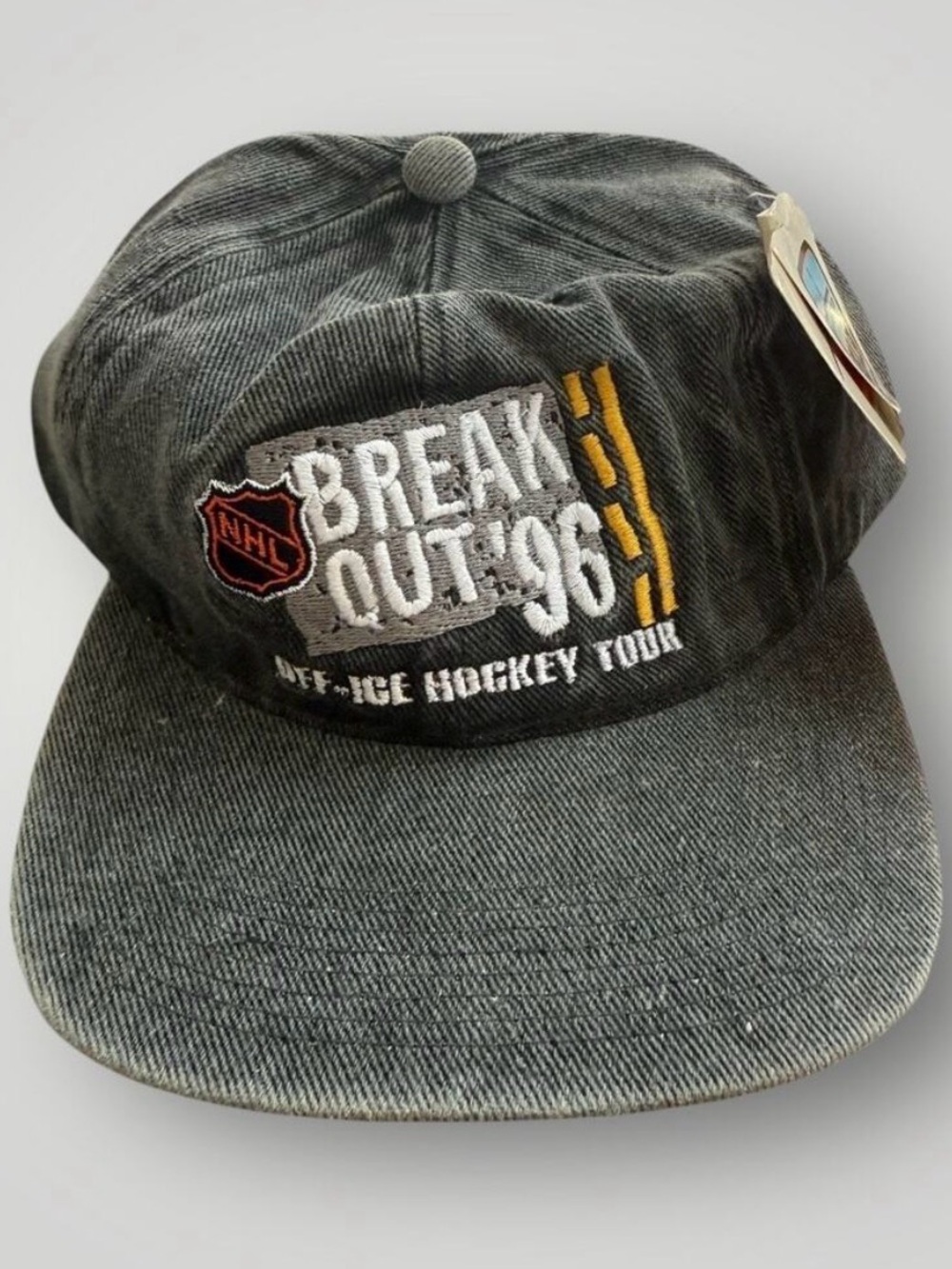 Vintage Black Denim NHL 'Break Out '96' Embroidered Baseball Cap